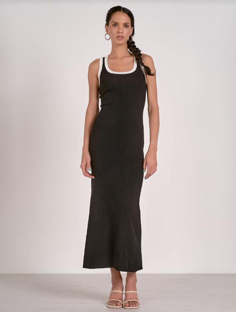 Contrast Trim Maxi Dress