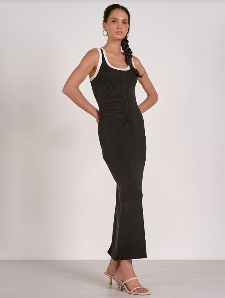 Contrast Trim Maxi Dress