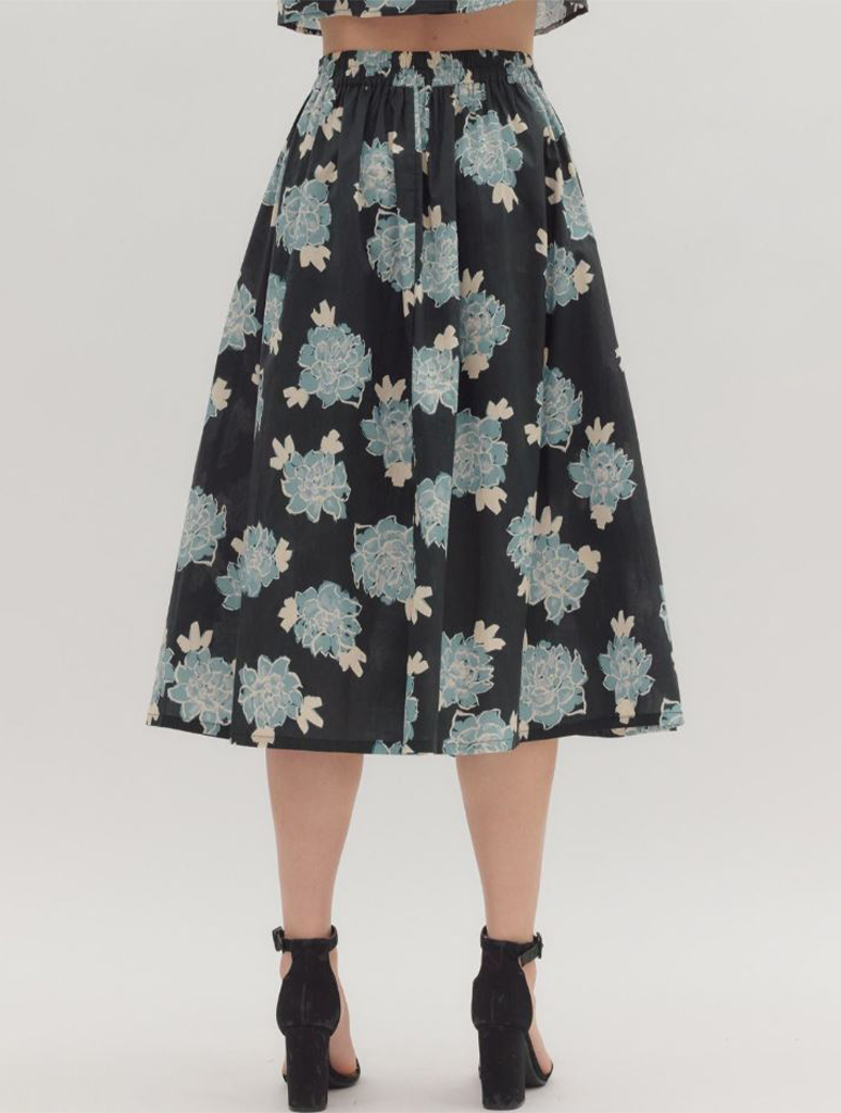 Floral Pleated Midi Skirt