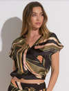 Silky Short Sleeve V-Neck Crop Top