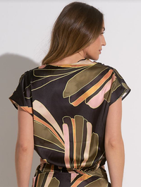Silky Short Sleeve V-Neck Crop Top