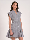 Cap Sleeve Button Down Gingham Dress