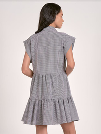 Cap Sleeve Button Down Gingham Dress