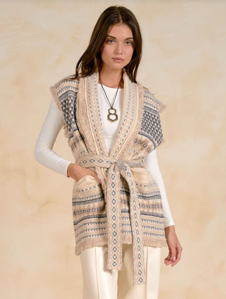 Wrap Sweater Vest With Tie