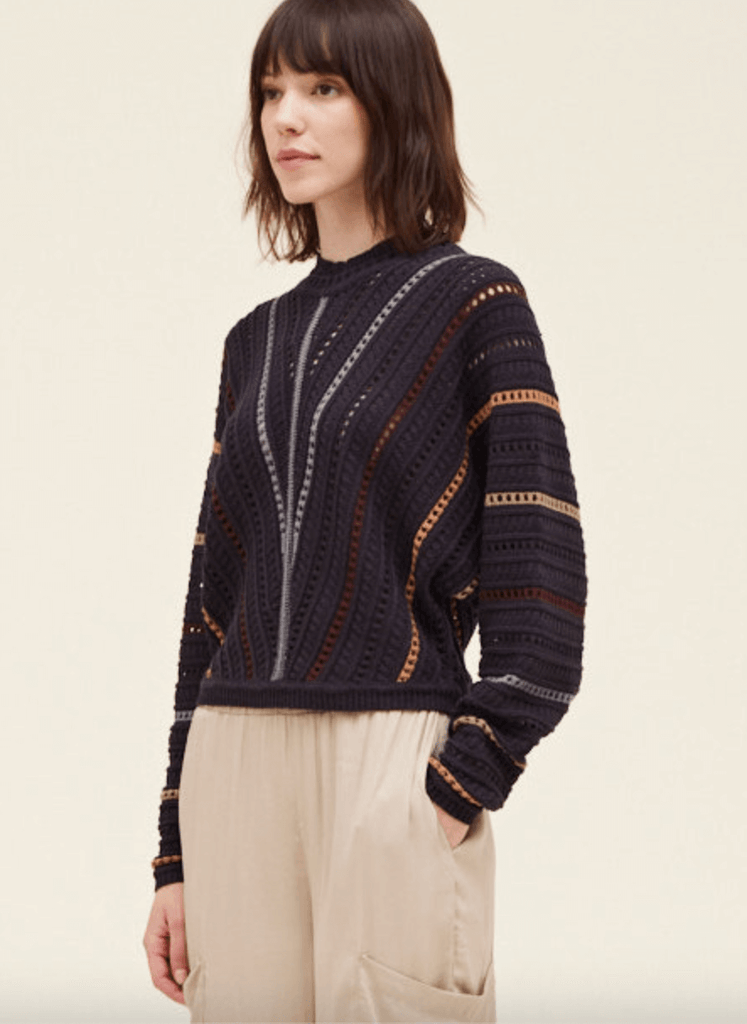Multicolor Stripe Sweater in Midnight
