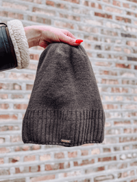 Merino Wool Oversized Hat with Fleece Band Lining in Brown (Final Sale)