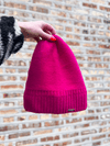 Frost Merino Wool Oversized Hat with Fleece Band Lining in Fuchsia