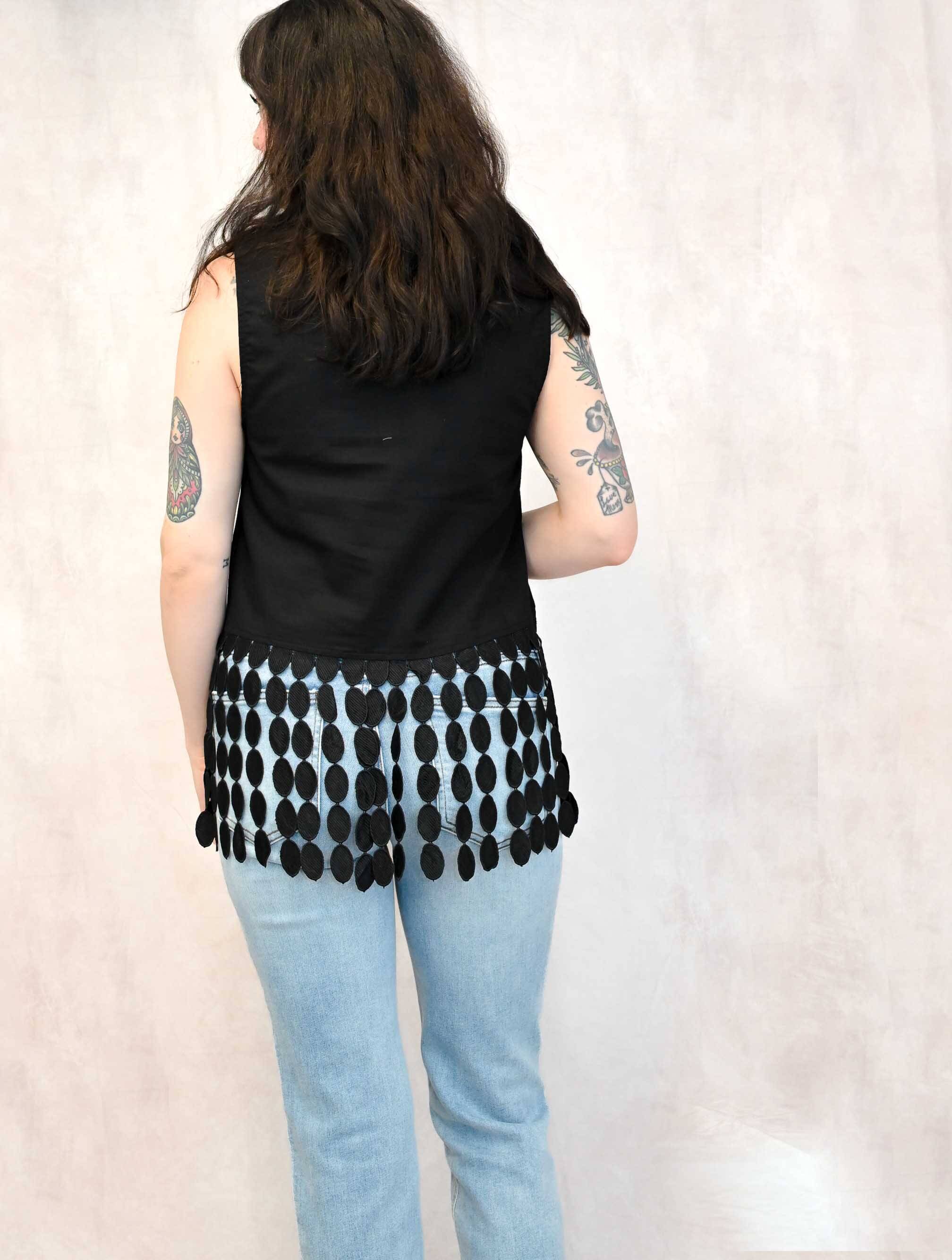 Dotted Lace Fringe Linen Top