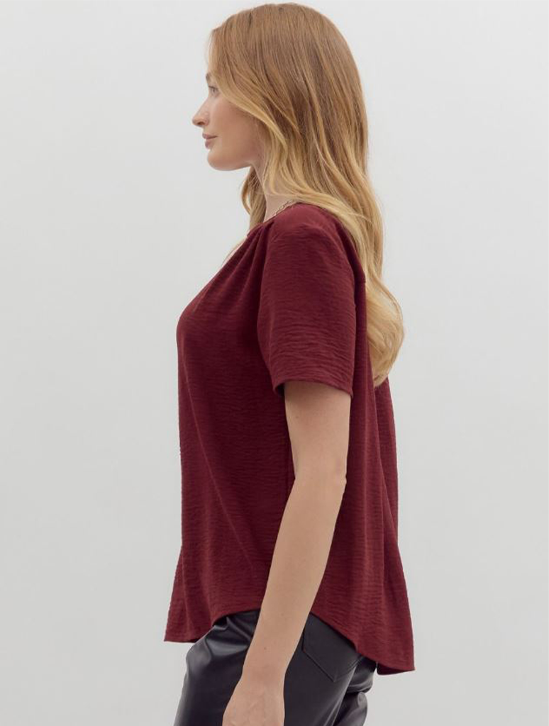 Classic V-Neck Short Sleeve Blouse
