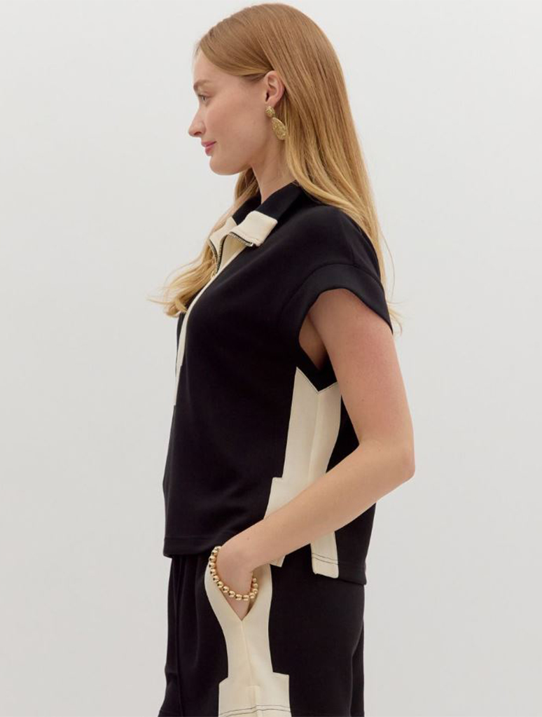 1/4 Zip Front Pullover Top