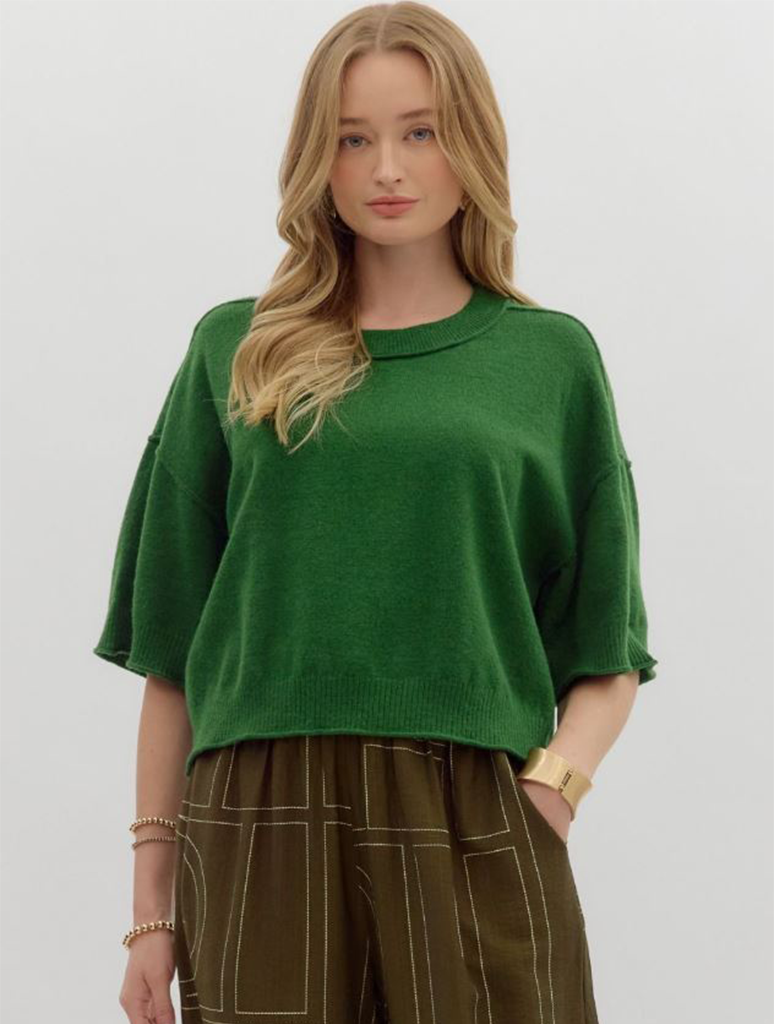3/4 Wide Sleeve Knit Sweater