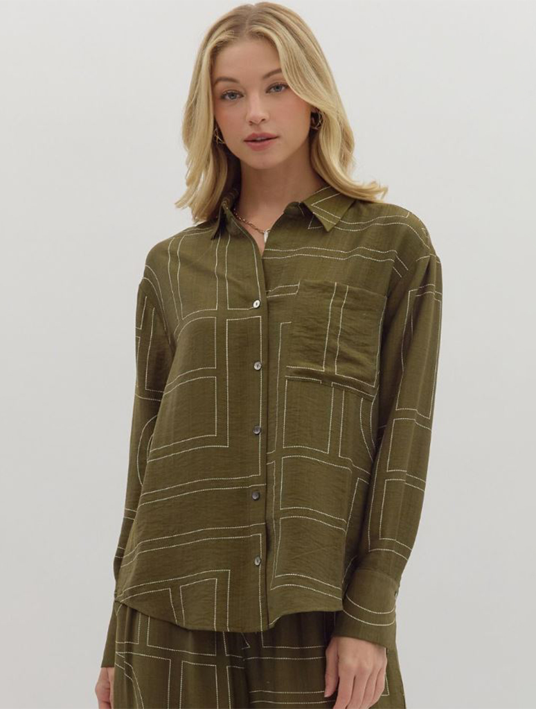 Abstract Pattern Button Up Long Sleeve