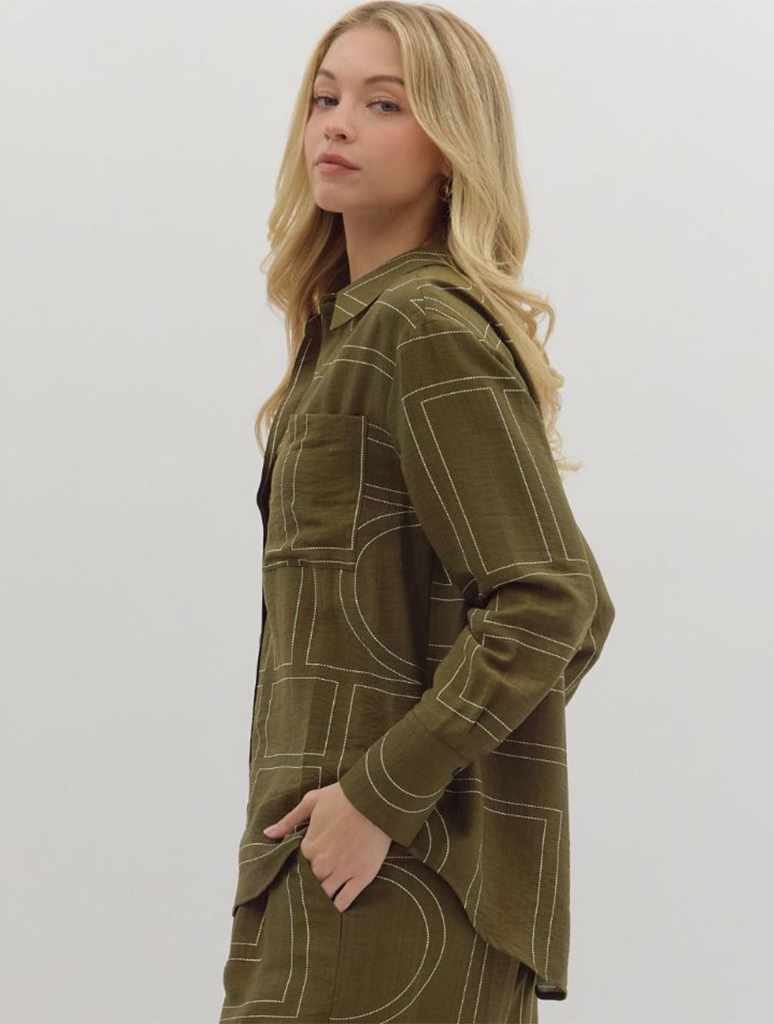Abstract Pattern Button Up Long Sleeve