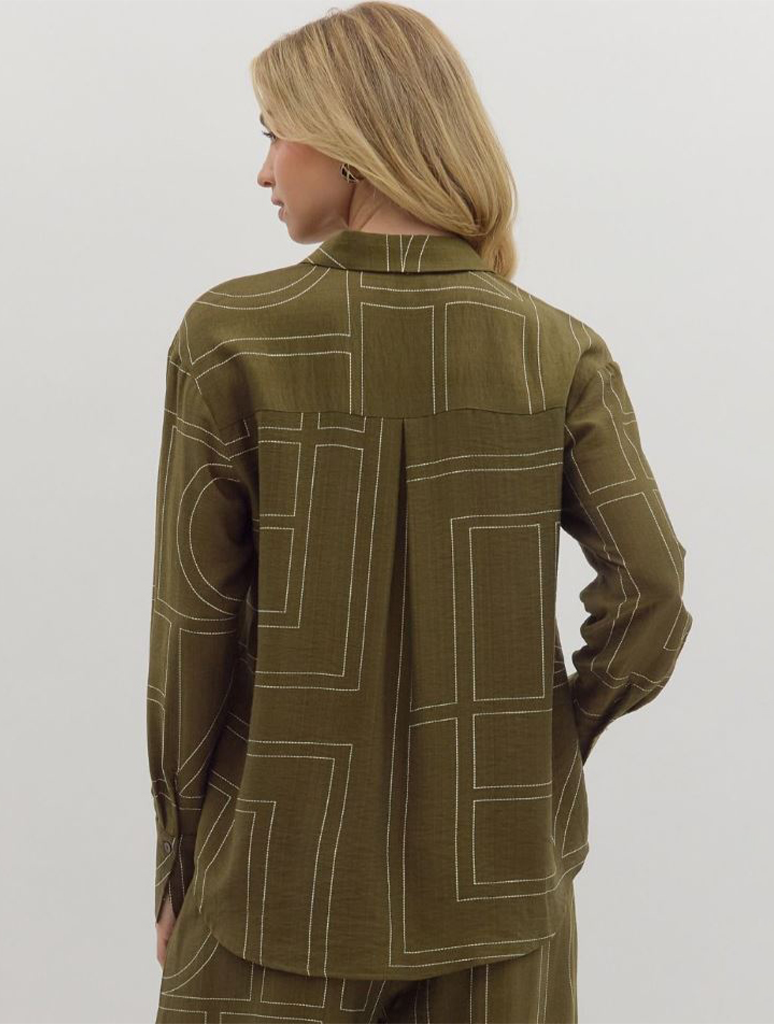 Abstract Pattern Button Up Long Sleeve