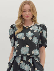 Puff Sleeve Floral Print Top