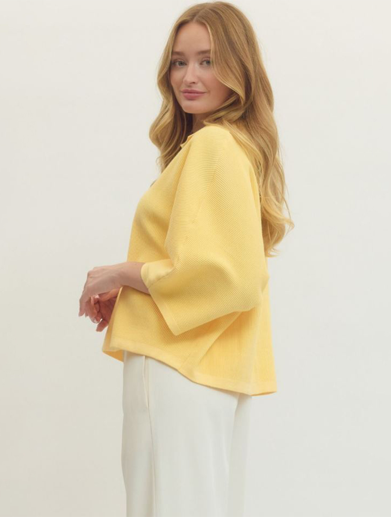 3/4 Sleeve Collared Sweater