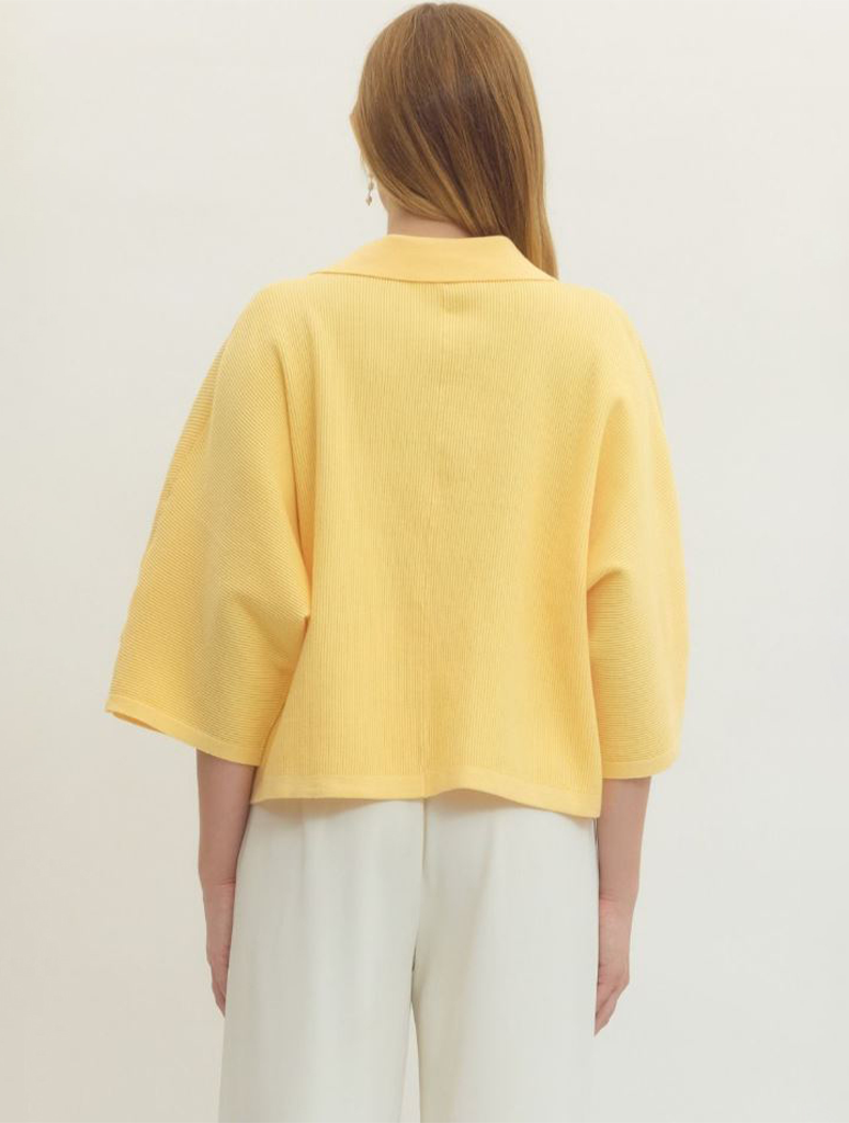 3/4 Sleeve Collared Sweater