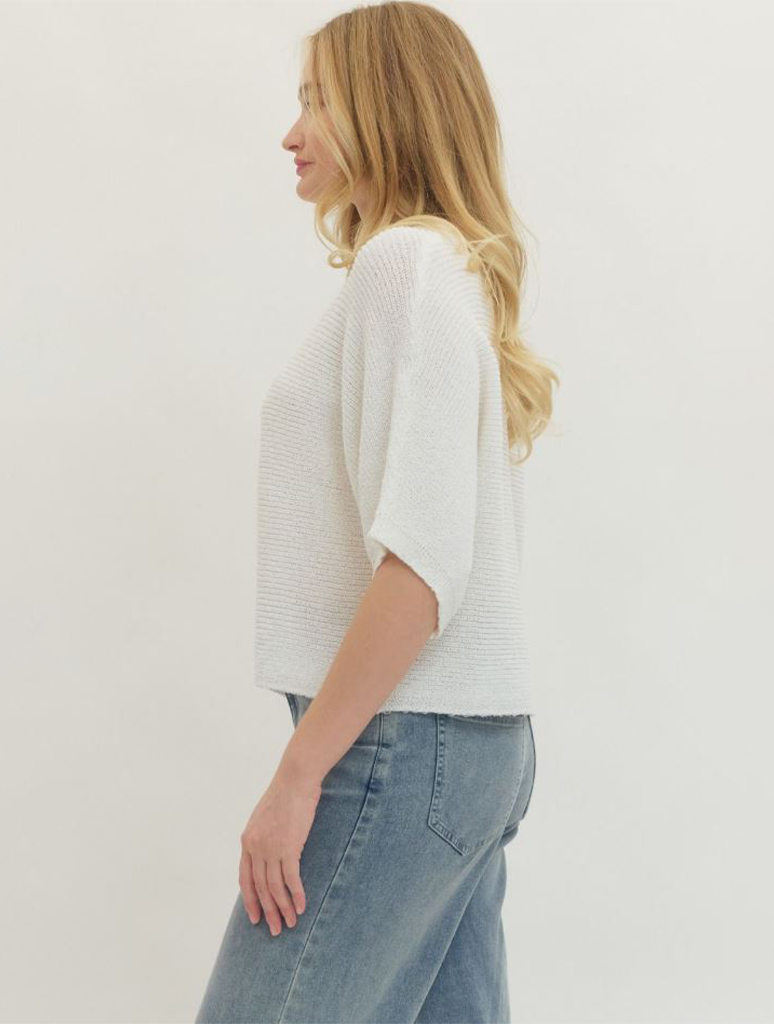 3/4 Sleeve Ribbed Light Weight Sweater