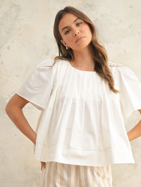 Pleated Detail Short Sleeve Blouse