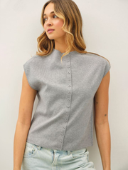 Mock Neck Cap Sleeve Knit Top
