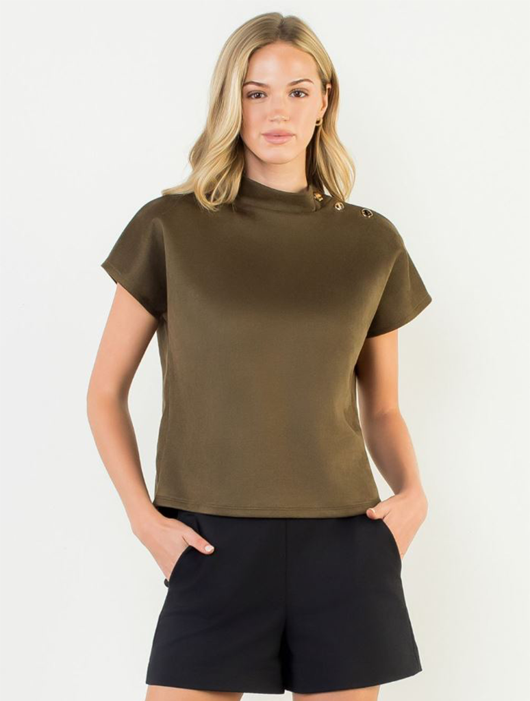 Short Sleeve Suede Top