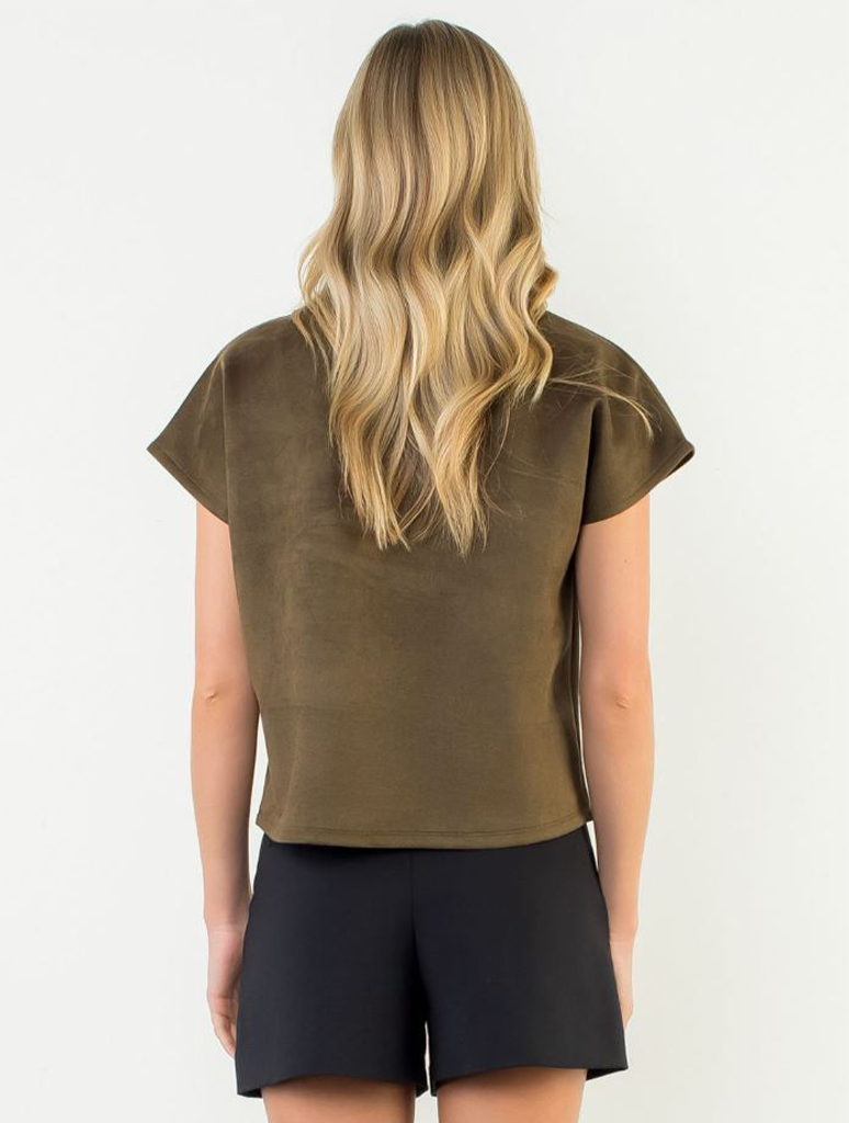 Short Sleeve Suede Top