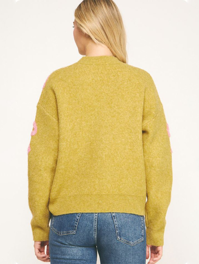 Floral Embroidered Long Sleeve Knit Top
