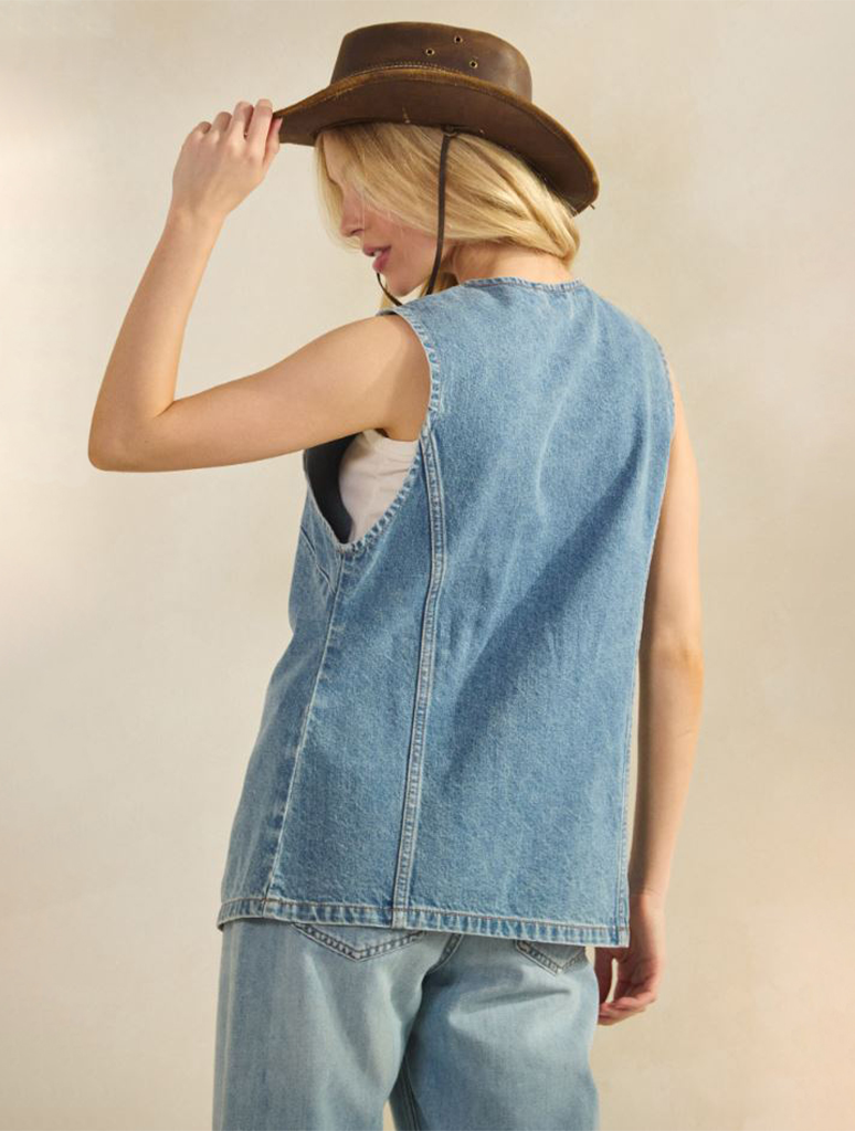 Button Down Denim Vest