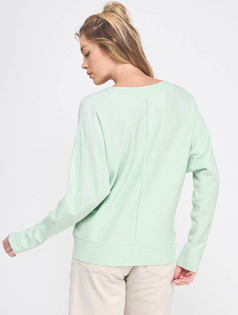 V-Neck Fine Gauge Pullover with Banded Detail