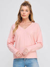 V-Neck Fine Gauge Pullover with Banded Detail