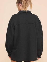 Jacquard Knit Shirt Jacket in Black
