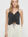 Washed Satin Cinched Front Cami in Black