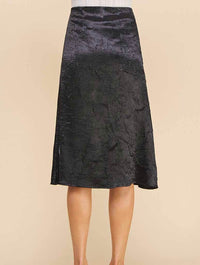 Crinkle Satin Skirt in Black