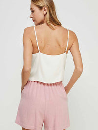 Washed Satin Cinched Front Cami in Ivory