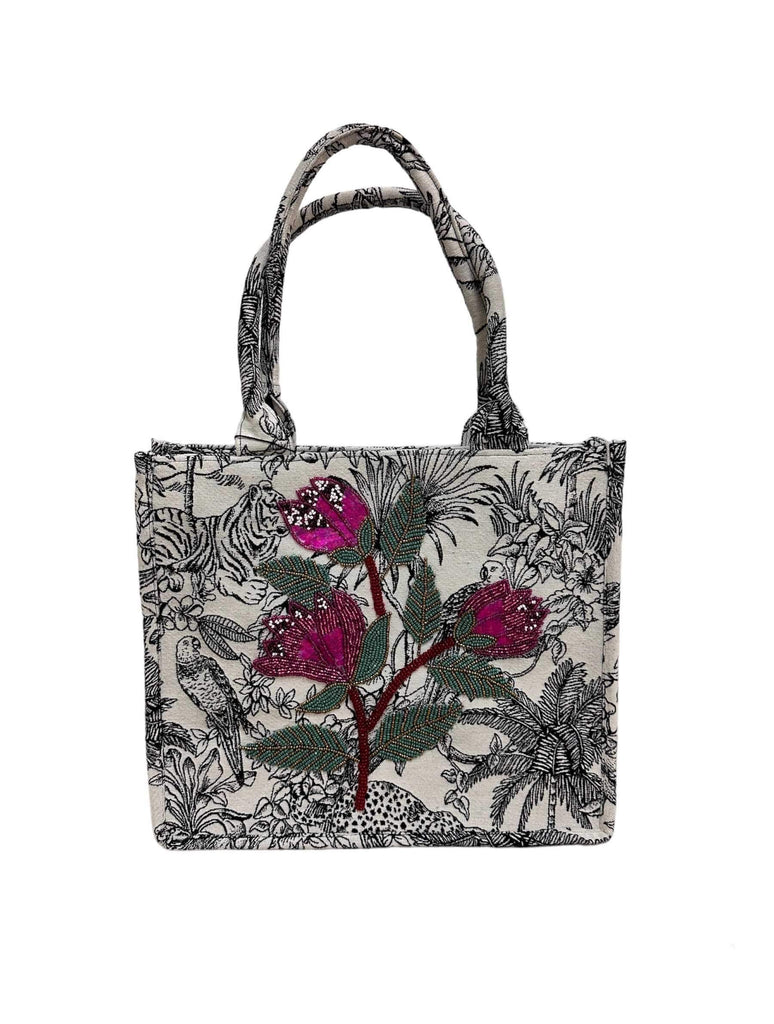 Leopard Lily Embellished Tote