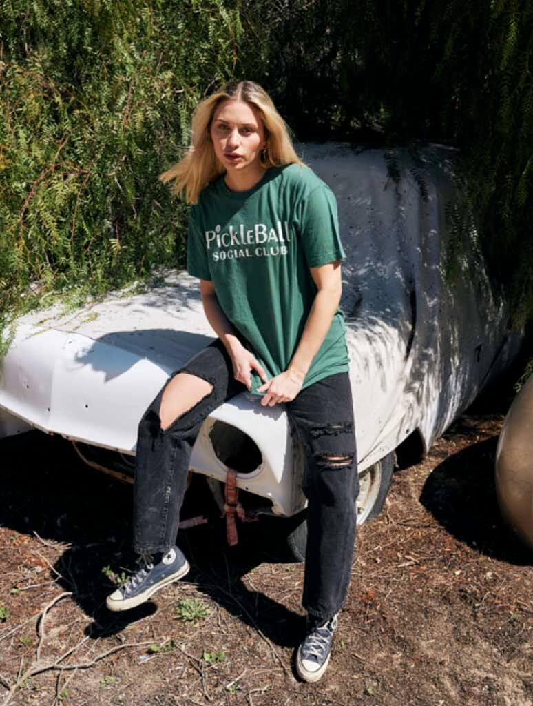 American Needle Pickle Ball Social Club Tee in Smoke Pine