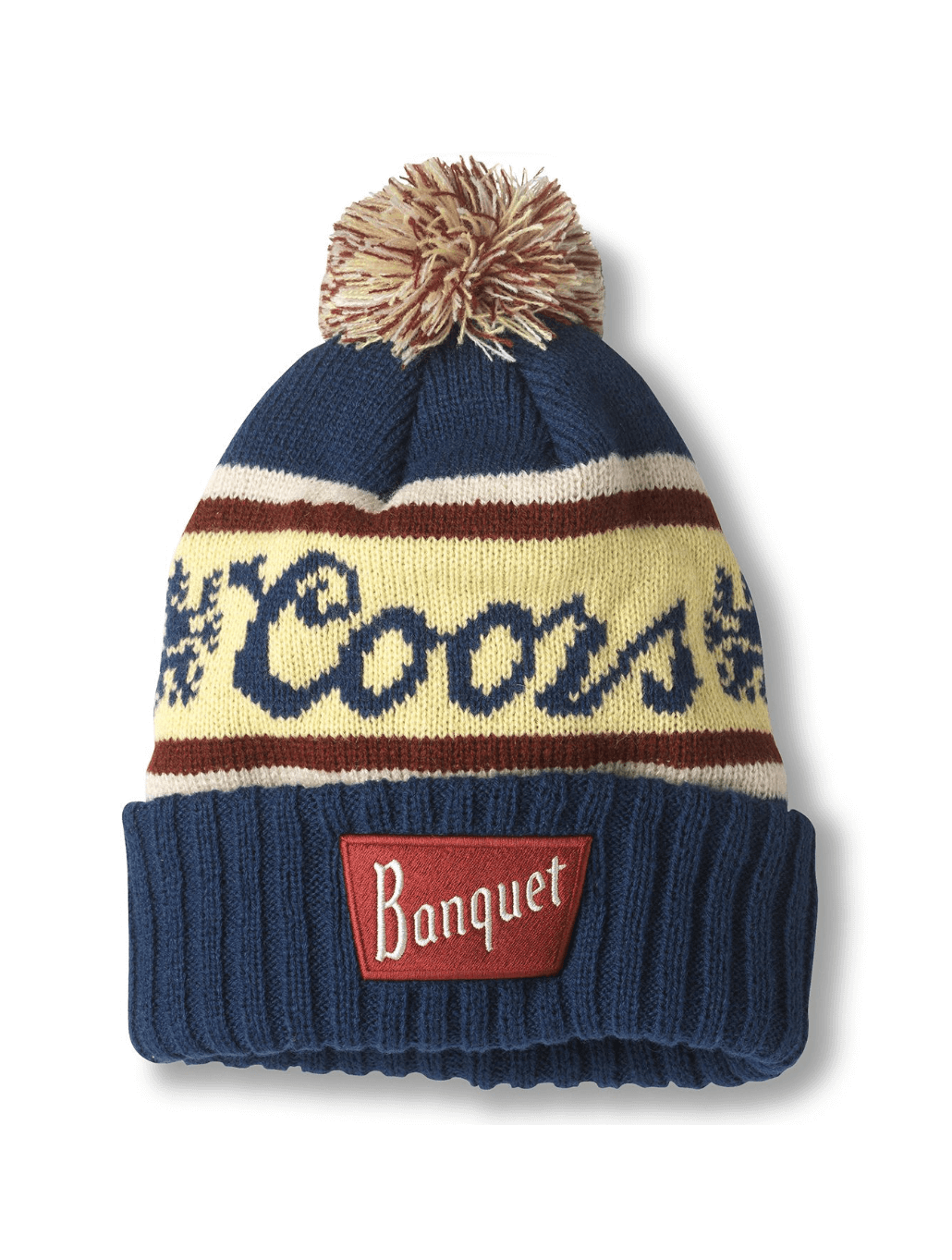 American Needle Pillow Line Knit Coors Beanie in Navy/Red/Yellow