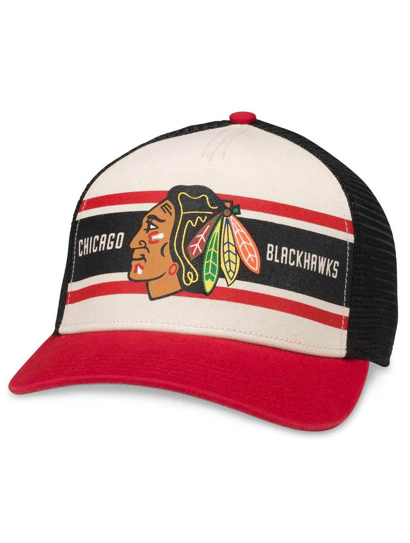 American Needle Chicago Blackhawks Hat in Black/Ivory/Red