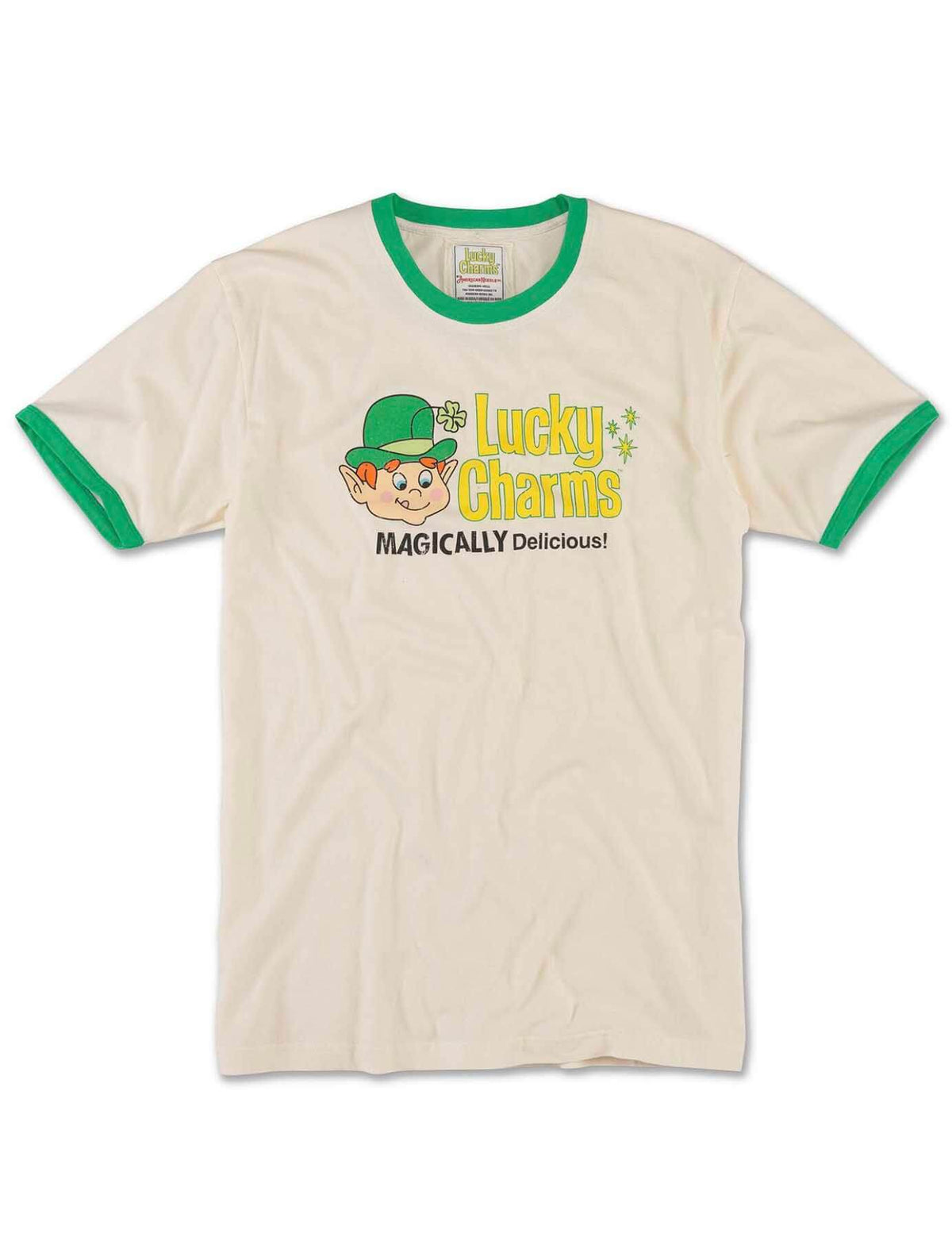 Lucky Charms Ringer Tee in Cream/Kelly Green