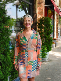 Blissful Mesa Mini Dress in Orange Multi