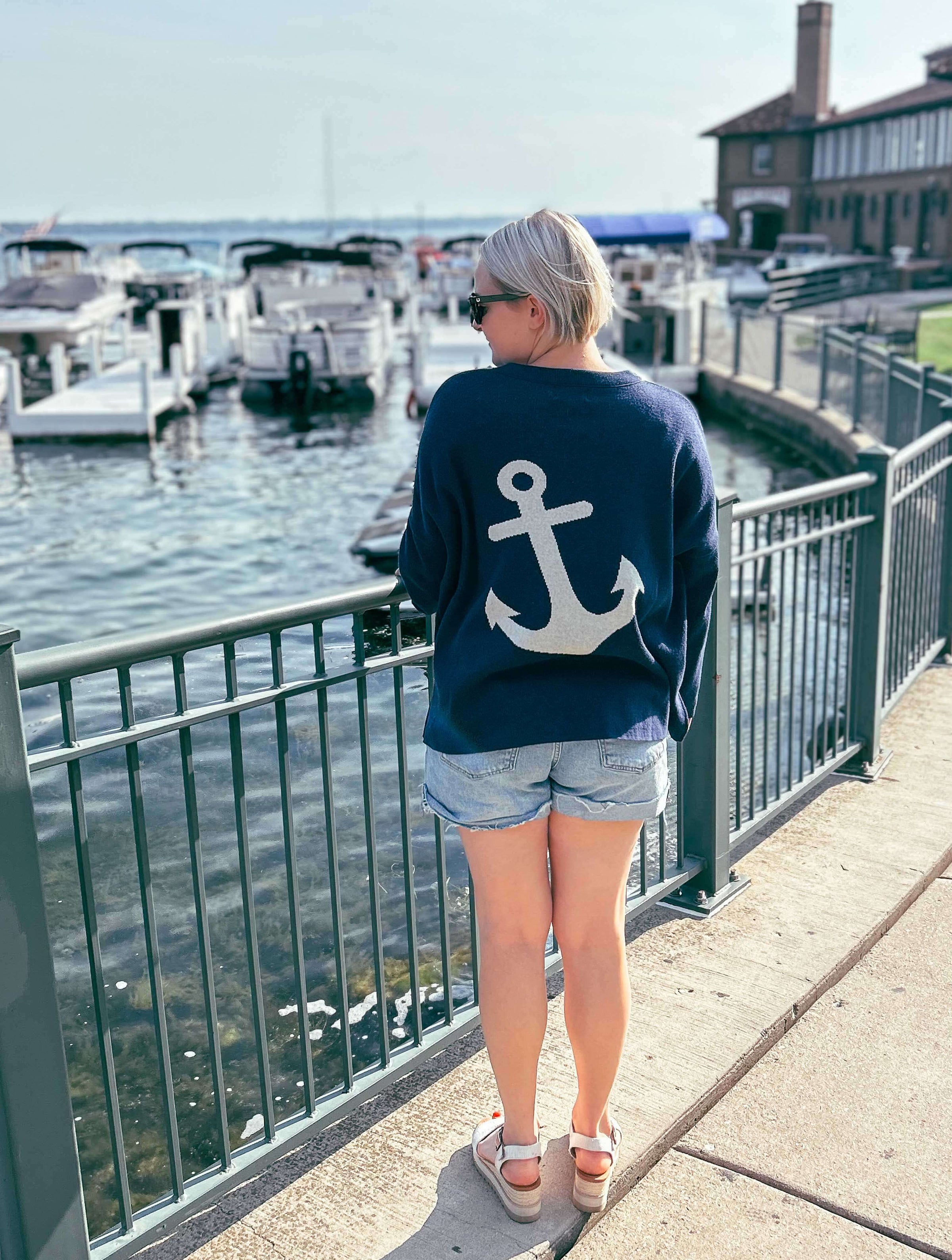 Apres Lake Anchor Icon Sweater in Navy/Natural