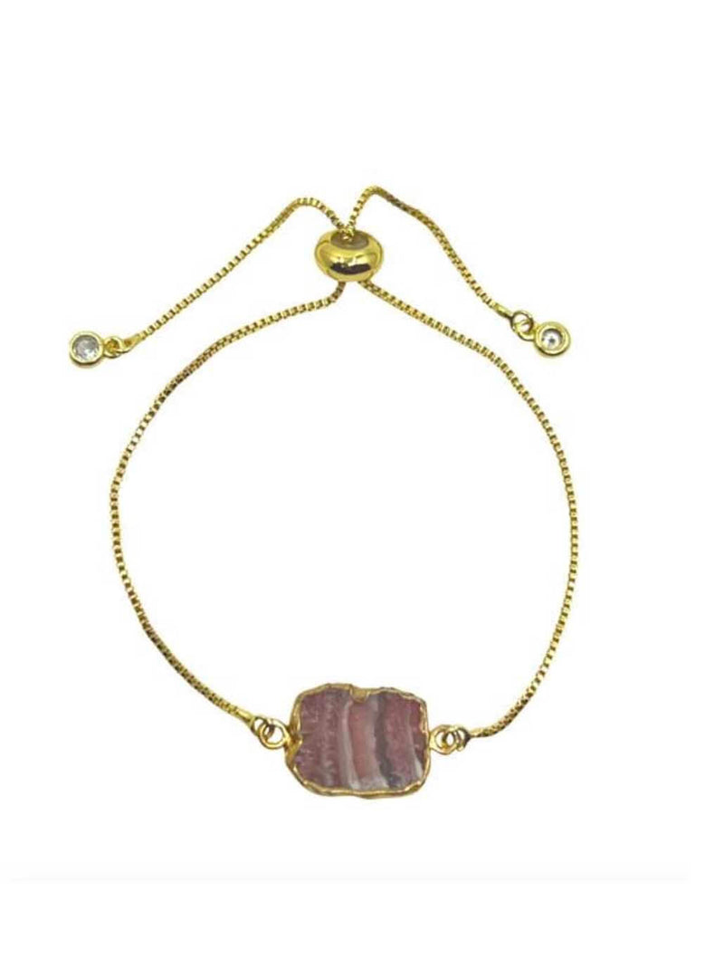 Electroform Stone Pull On Bracelet in Rhodochrosite/Gold