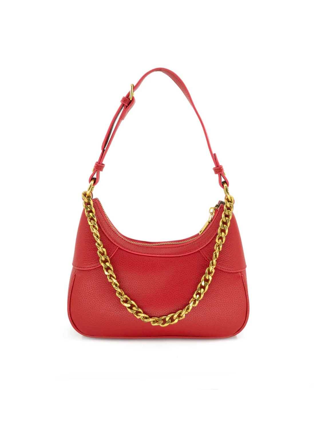 Shoulder Bag with Chain in Red