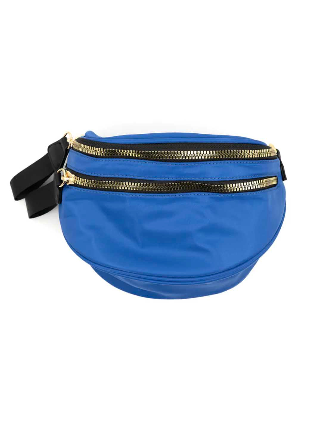 Nylon Zip Crossbody Sling Bag in Blue