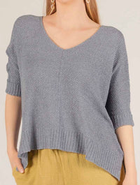 3/4 Sleeve V-Neck Sweater Knit Top