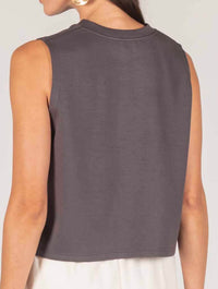 Butter Modal Round Neck Sleeveless Top in Charcoal