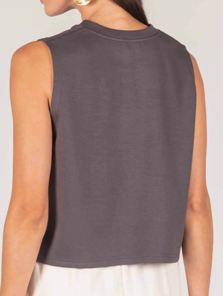 Butter Modal Round Neck Sleeveless Top in Charcoal