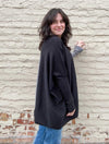 Knit Colorblock V-Neck Top in Black/Heather Grey