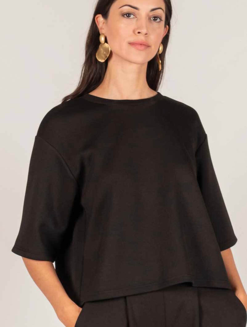 Butter Modal Overlap Back Detail Top in Black