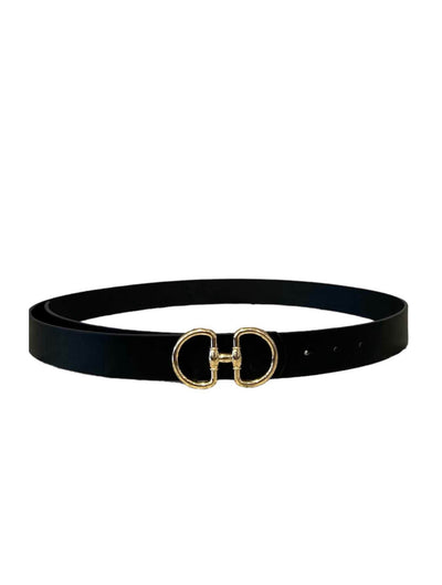 Belt with Gold Double D Link in Black